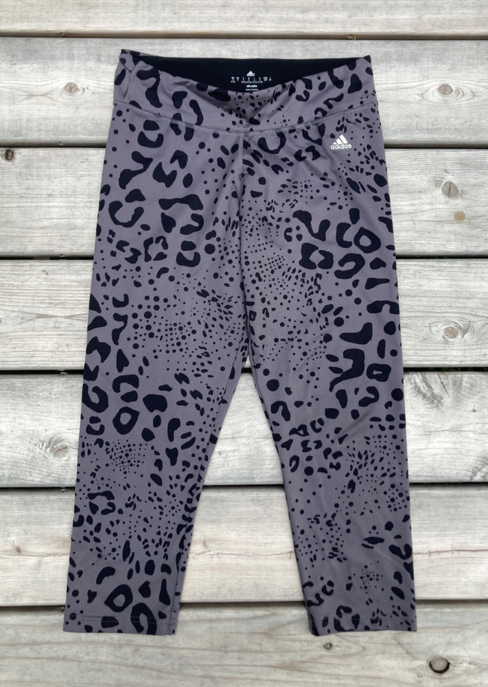 ADIDAS Climalite Women's Cropped Capri Gray Athletic LEGGINGS Size Small