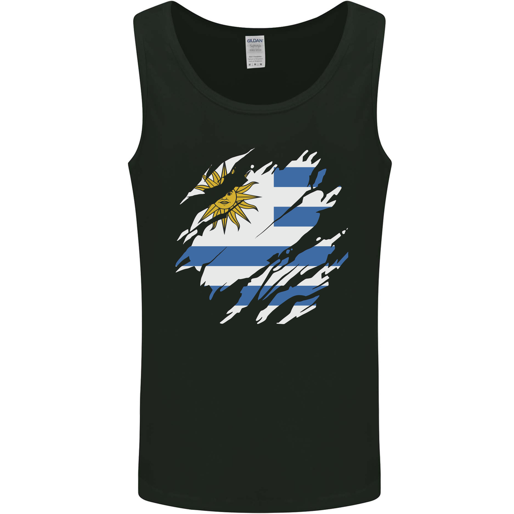 Torn Uruguay Flag Uruguayan Day Football Mens Vest Tank Top