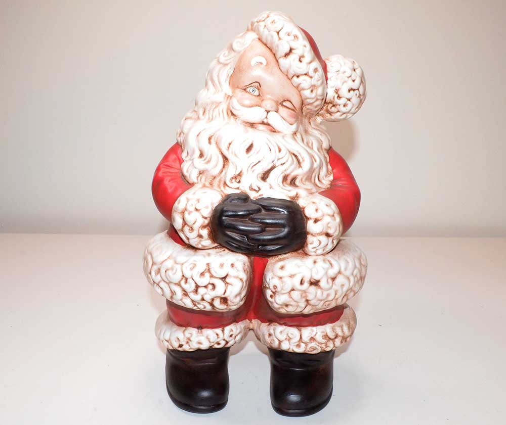 Vintage Ceramic Winking Santa Claus Atlantic Mold 14 in. Hand Painted Christmas