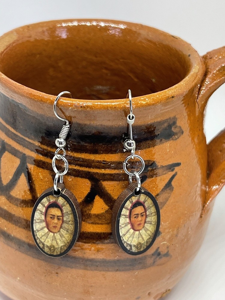 Frida Kahlo Earrings Mexican Folk Art