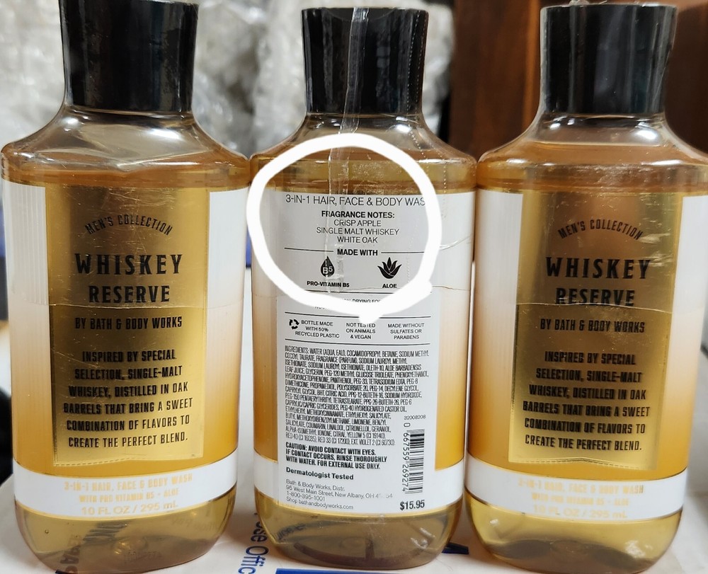 WHISKEY RESERVE LOT OF 3 SHOWER GEL FACE & BODY WASH BATH AND BODY WORKS MENS X3