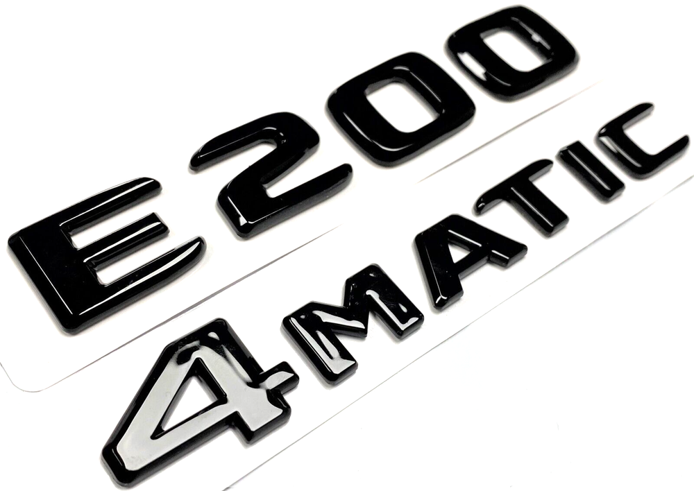 2 E200+4MATIC BLACK FOR MERCEDES REAR TRUNK EMBLEM BADGE NAMEPLATE DECAL NUMBER