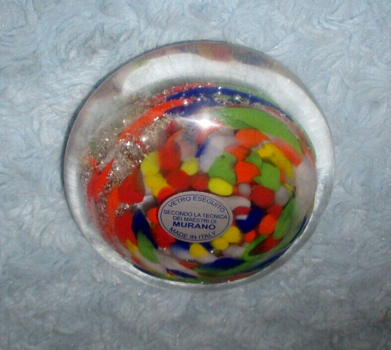 Murano Vetro Eseguito Multicolor Paperweight Made in Italy NWT