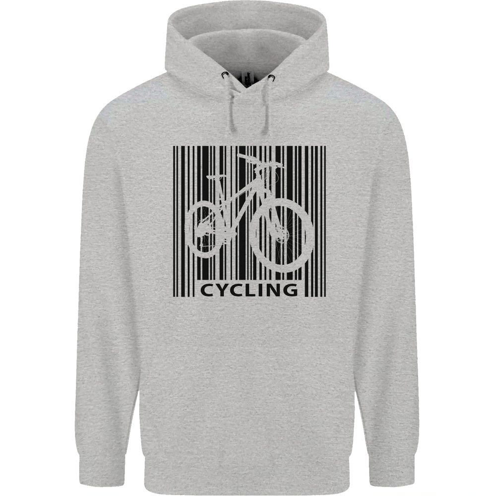 Cycling Barcode Cyclist Bicycle Mens 80% Cotton Hoodie