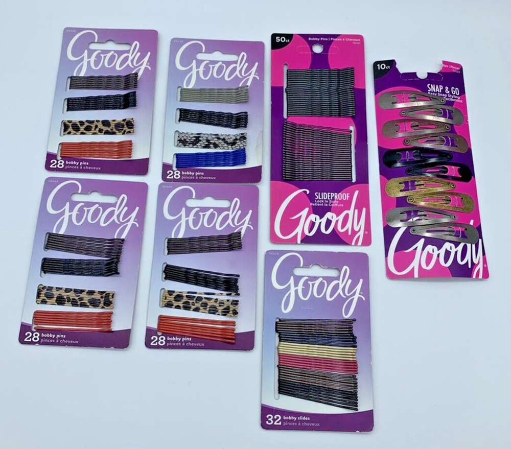 Lot of 7 Packages New Goody Bobby Pins Bobby Slides and Hair Clips