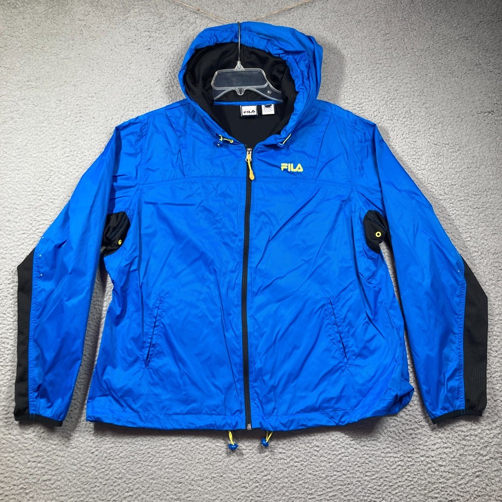 Vtg FILA Sport Windbreaker Jacket Mens XL  Blue Full Zip Lightweight Hooded