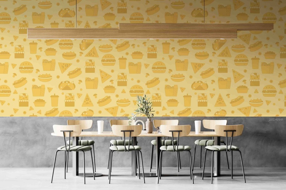 3D Fast Food Illustration Pattern Wall Murals Wallpaper Murals Wall Sticker
