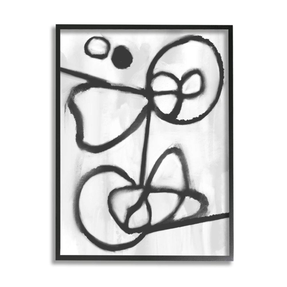 Stupell Industries Abstract Linework Organic Shapes White Daphne Polselli Bla...