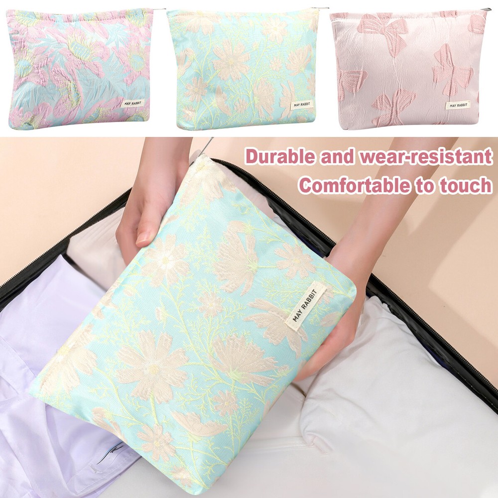 Portable Makeup Bag with Zipper Canvas Makeup Cosmetic Bag Large Capacity♔