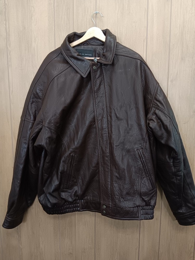 Croft & Barrow Men's XXLT Genuine Leather Jacket Brown Bomber Full Zip Tall 2XL