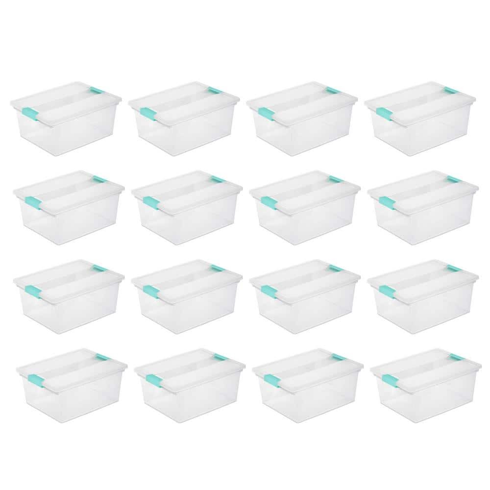 16-Pack Clear Plastic Deep Clip Box Storage Containers with Lids