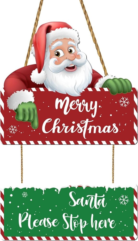 Merry Christmas Sign Christmas Door Decor Cute Santa Claus Decor Christmas Door