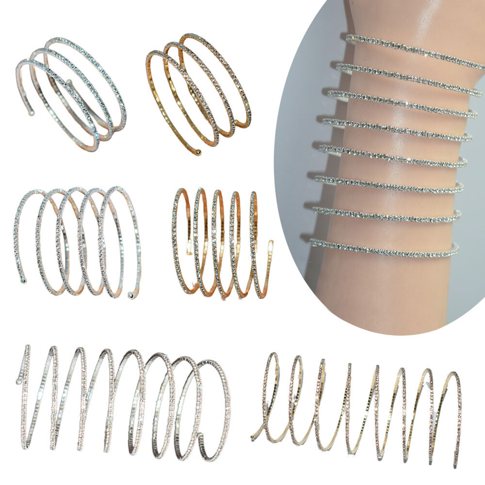 Adjustable Upper Arm Jewelry Cuff Bracelet Armband Rhinestone Bangle Girls Women