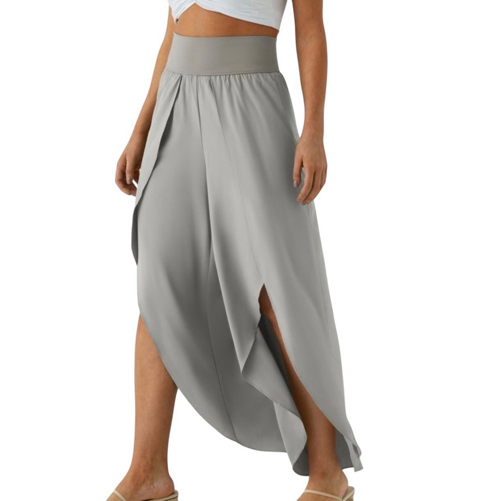 Halara Womens High Waisted Gray Split Leg Palazzo Harem Pants Size M Comfort Stretch Lounge