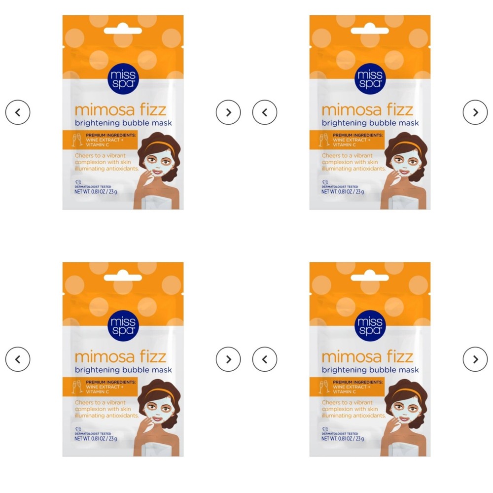 4 Miss Spa Mimosa Fizz Brightening Bubble Masks 0.67oz New