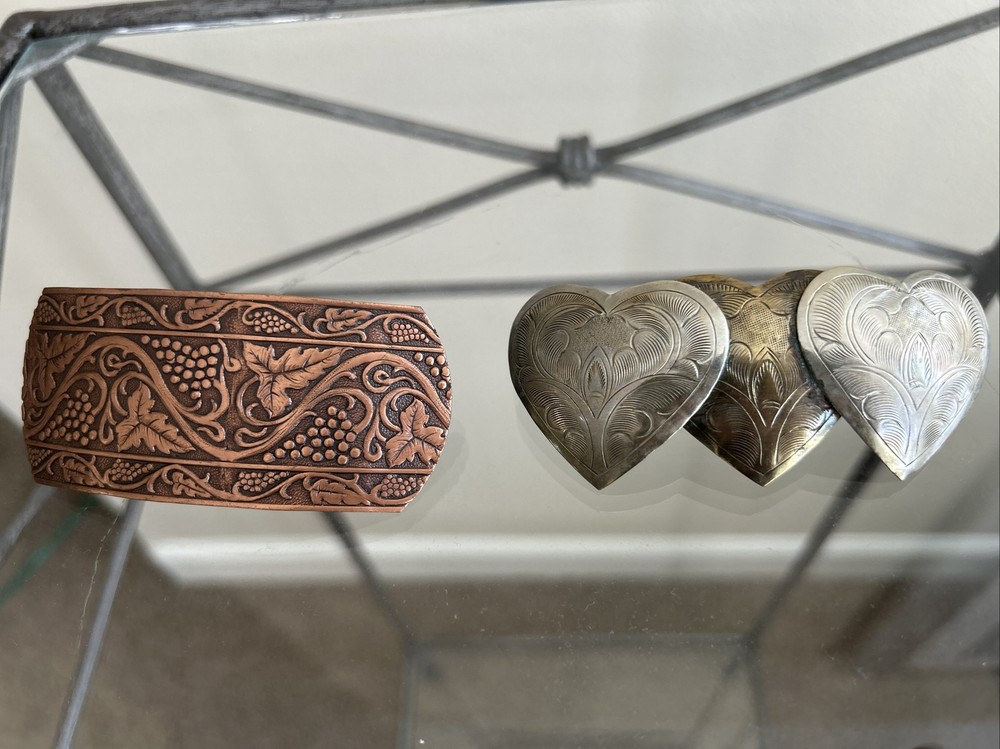 Vintage Engraved Handmade Barrette Hair Clips for Women