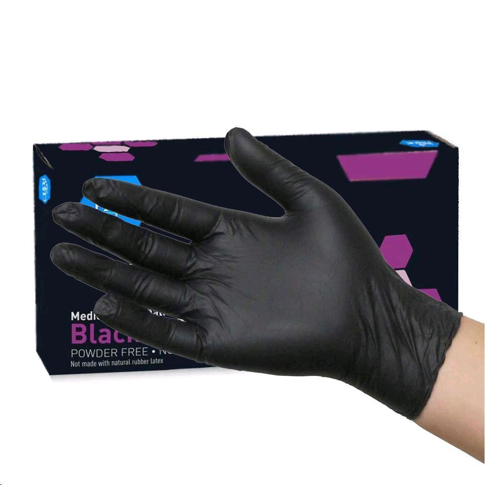 MedPride Black Nitrile Powder Free Exam Gloves, X-Large, 100