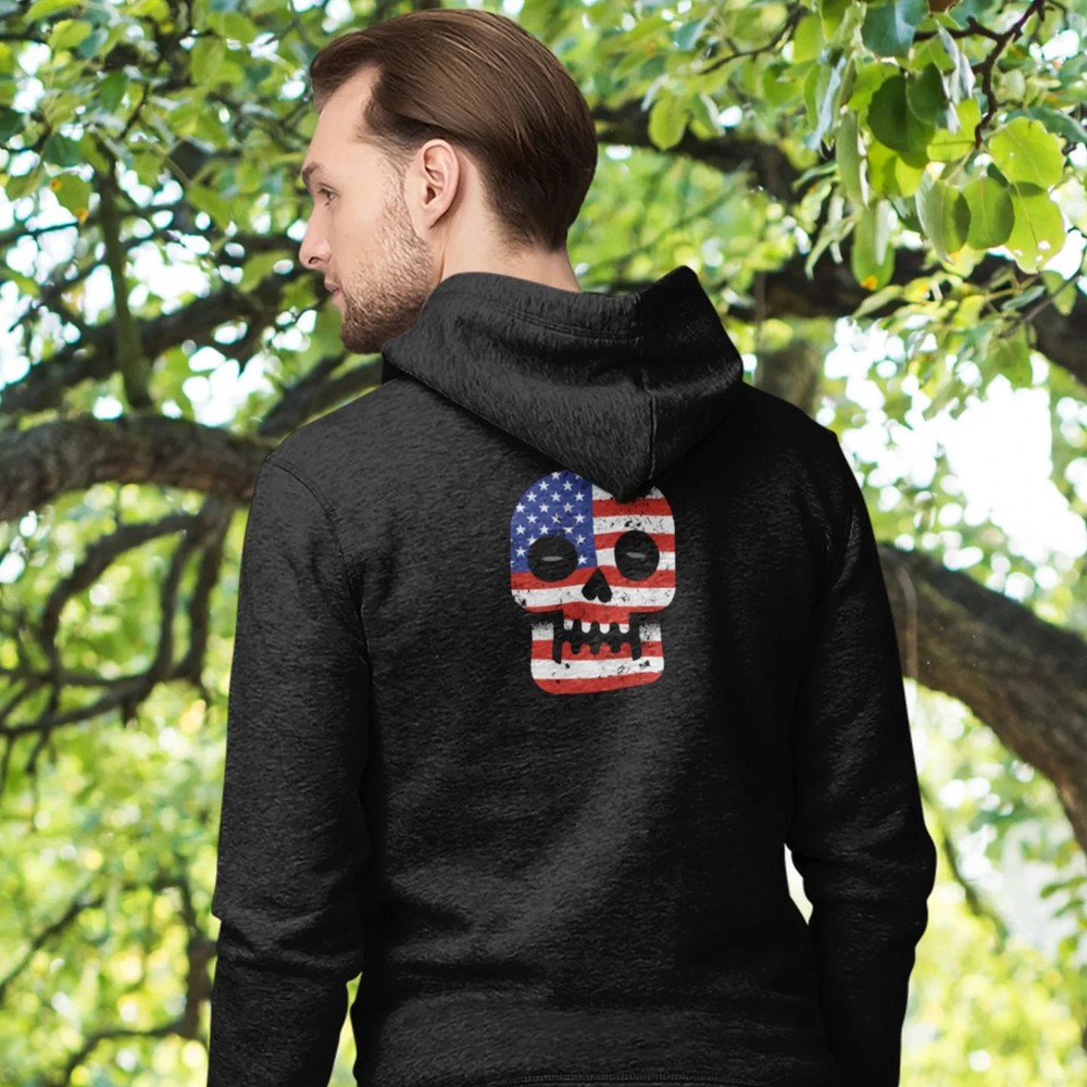 Men's Streetwear Full Zip Hoodie: Casual  Classic Fit with Bold Back Print