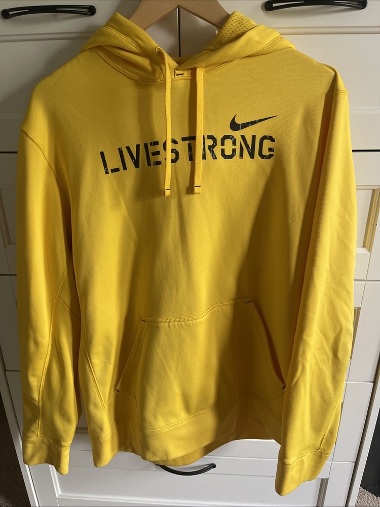 Nike Livestrong Lance Armstrong Cycling Therma Fit Yellow Pullover Hoodie Sz. M