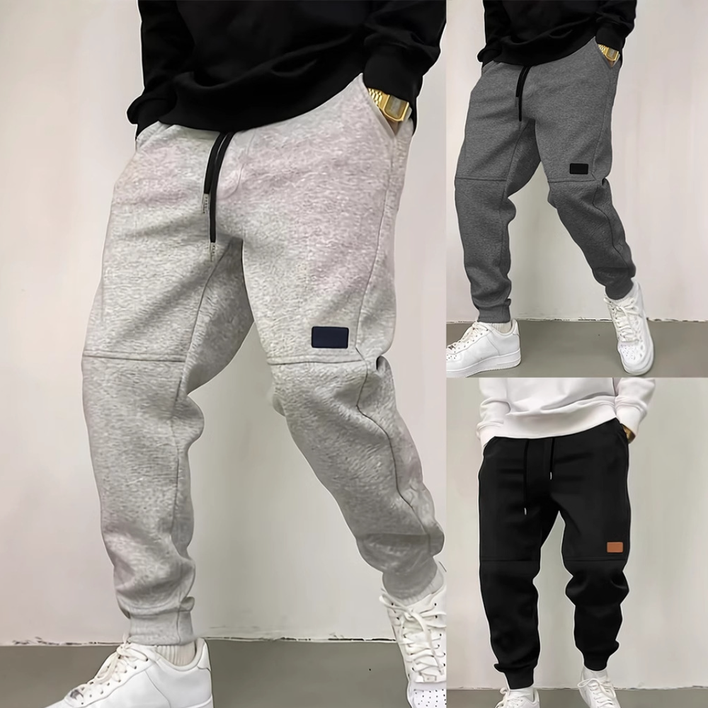 Men's Solid Color Casual Sweatpants for Jogging & Streetwear