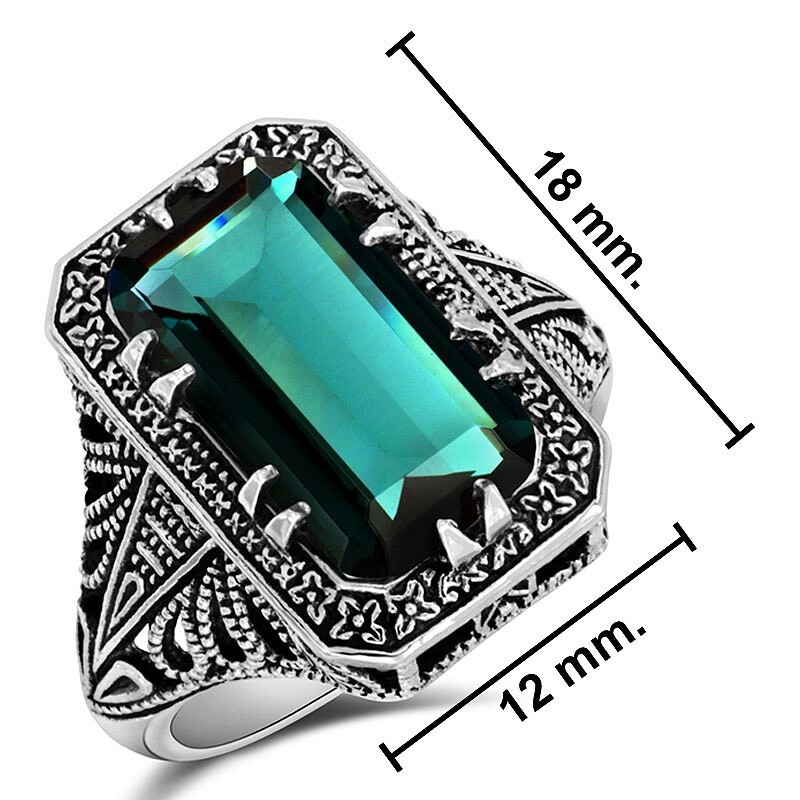8CT Natural Apatite 925 Sterling Silver Victorian Style Ring Jewelry Sz 6 FZ-1
