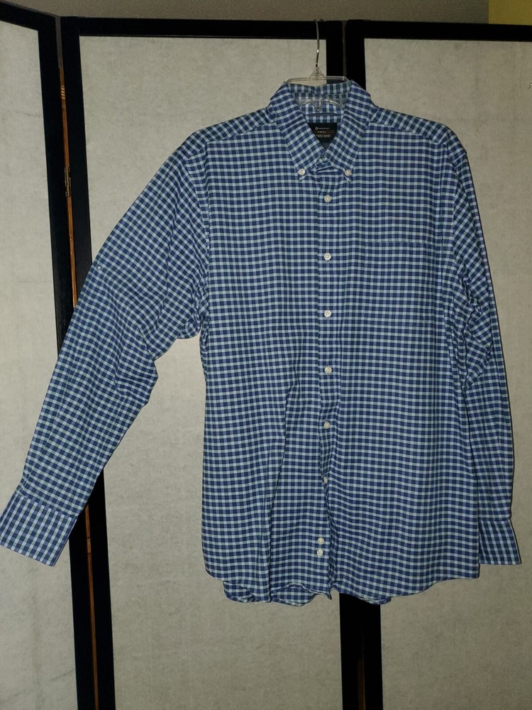Members Mark Stretch Oxford Checkered Button-Up Shirt for Men Large Long Sleeve-image