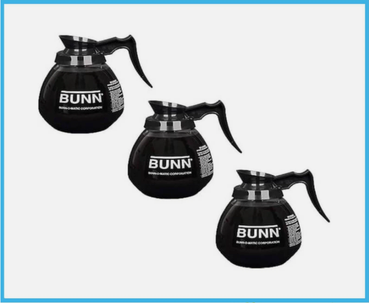 (3 Pack) Bunn 12-Cup Commercial Glass Decanter, Coffee Pot Carafe, Black