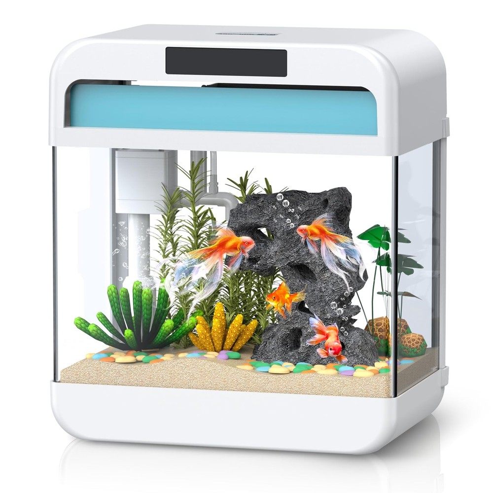 2.2 Gallon Fish Bowl with Adjustable 3-Color LED Lighting & Silent Pump