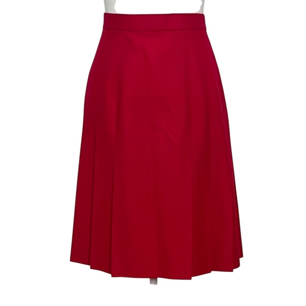Vintage Talbots Women Sz 14 Red 100% Wool Pleated Made in USA Knee Length Skirt