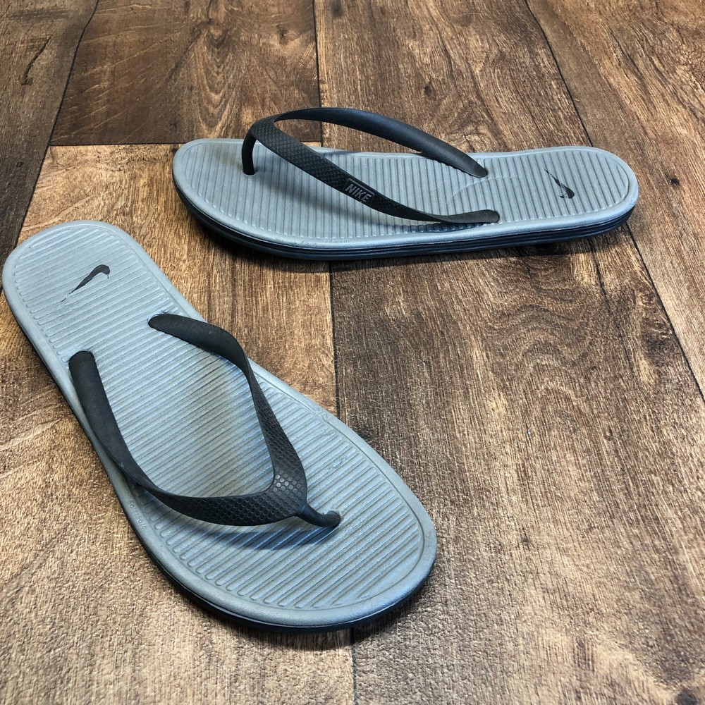 Nike Solay Flip Flop Rubber Sandal Shower Shoes Men's 12 Black & Grey