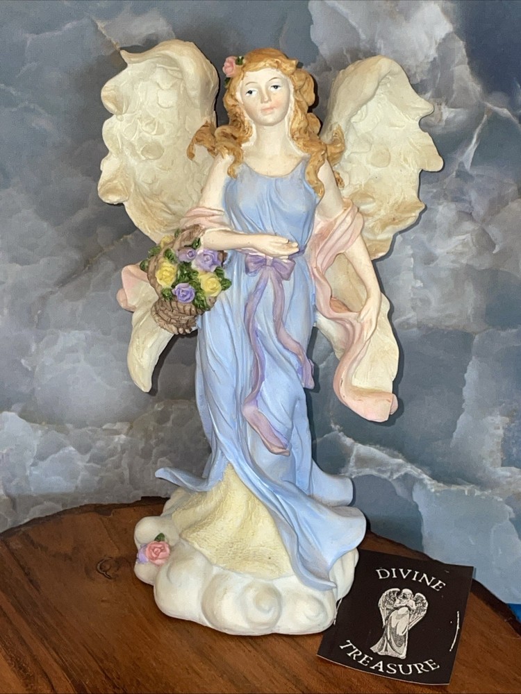 Angel Figurine Holding Flower Basket, Beautiful