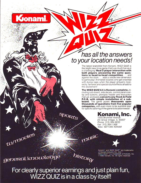 Wizz Quiz Arcade FLYER Original 1985 Video Game Vintage Retro Art Promo