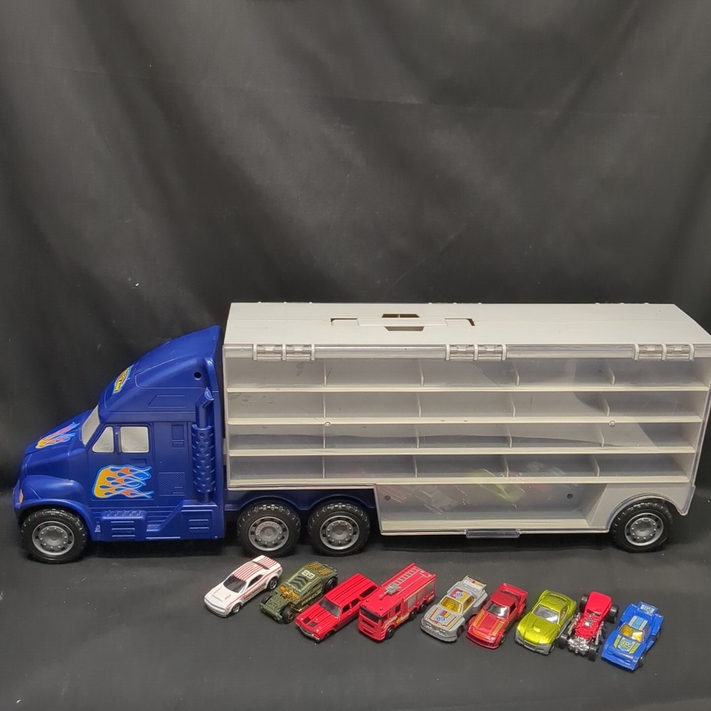 Die Cast Car Storage Semi Truck & 9 Cars