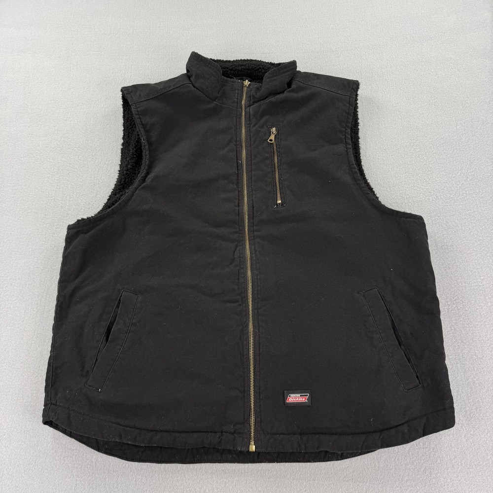 Dickies Men's XL Black Sherpa Lined Work Vest with Zip Up Pockets for Warmth