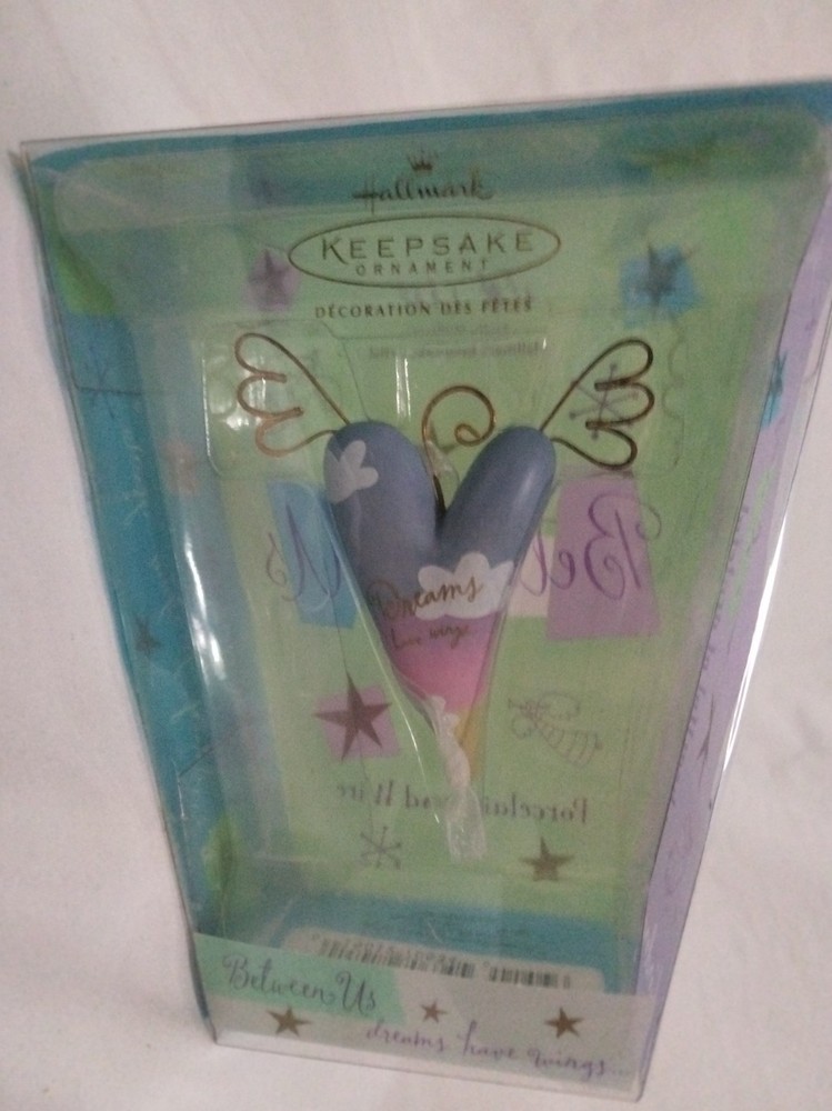 2002 Hallmark Between Us Porcelain Wire Christmas Ornament Dreams Have Wings Keepsake