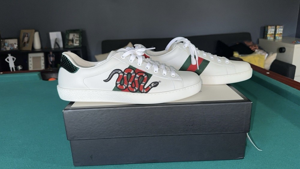 Gucci Ace Snake Embroidered Sneakers Men Size 11 US Brand New