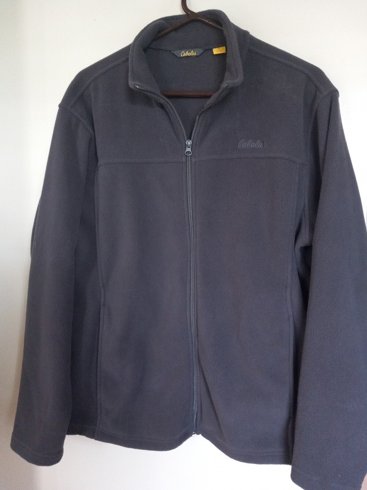 Cabelas Men's Gray Full Zip Fleece Jacket with Side Pockets Size M