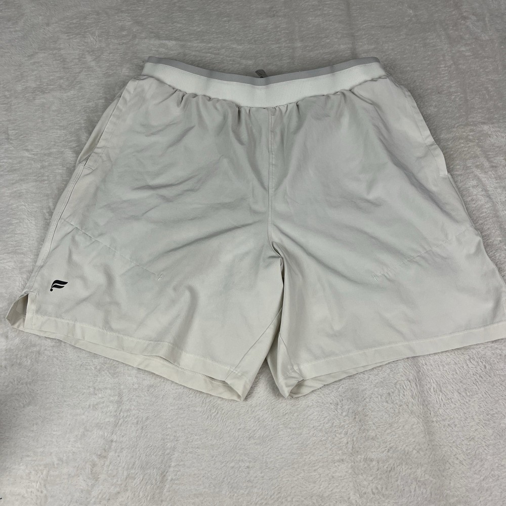 Fabletics Fundamental Shorts Mens Large White Lined 7” Drawstring Performance