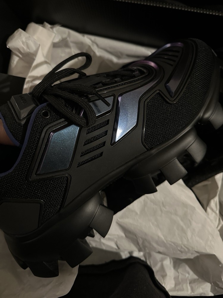 PRADA Black Cloudbust Thunder Metallic Chunky Lug-Sole Sneakers Multicolor
