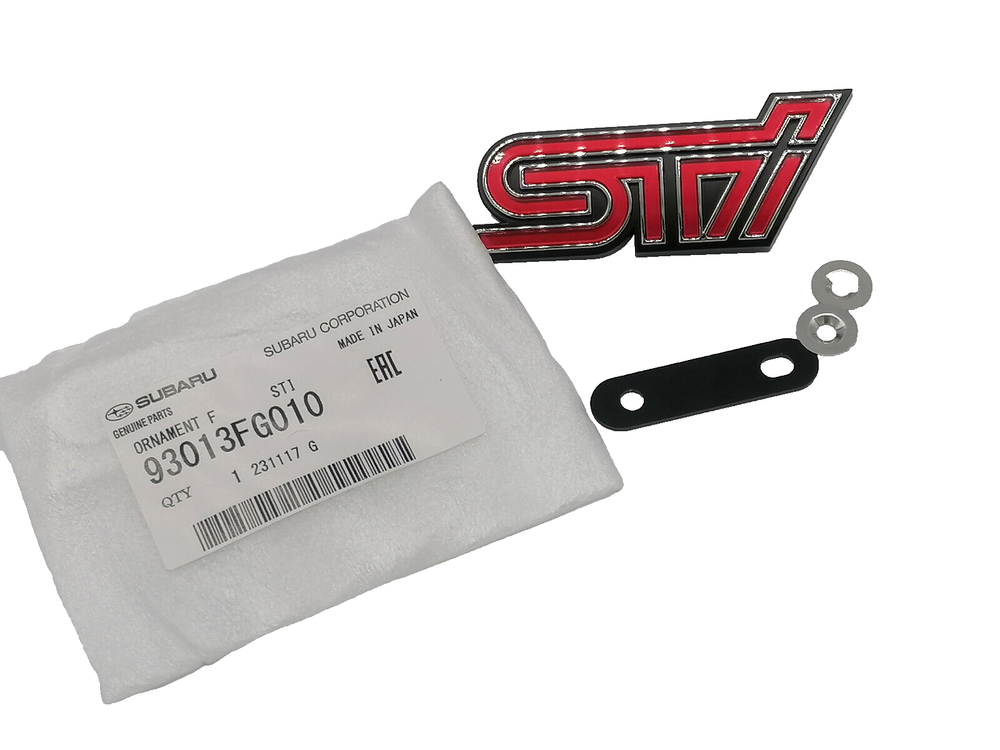 GENUINE 93013FG010 FOR SUBARU IMPREZA 07-WRX *STI* RED FRONT GRILLE BADGE EMBLEM