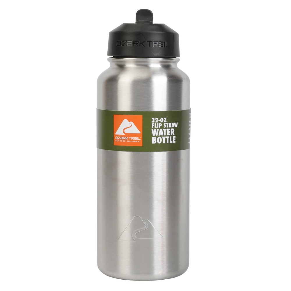 Silver Insulated Stainless Steel Wide Mouth Water Bottle with Loop Handle