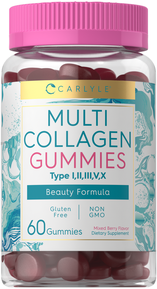 Collagen Gummies | 60 Count | Multi Collagen Complex | Berry Flavor | by Carlyle