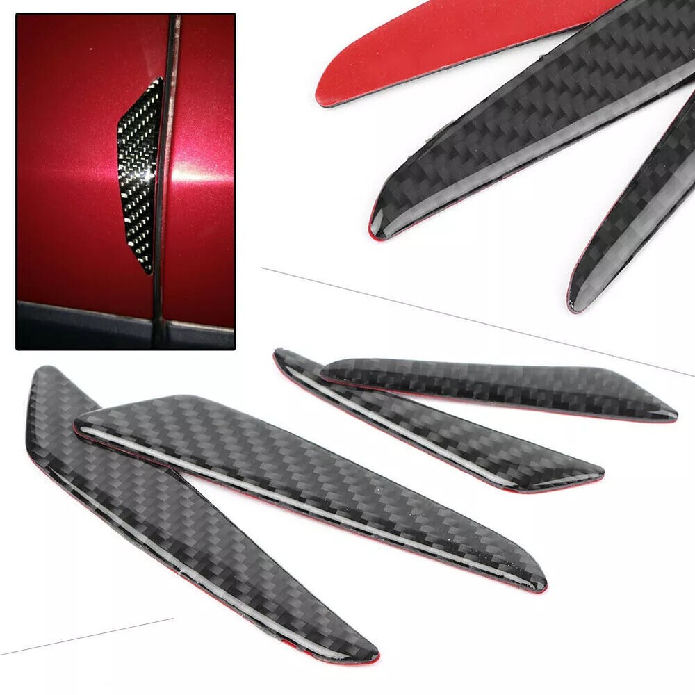 4xCarbon Fiber Car Door Protector Strip Anti-collision Sticker Accessories Black