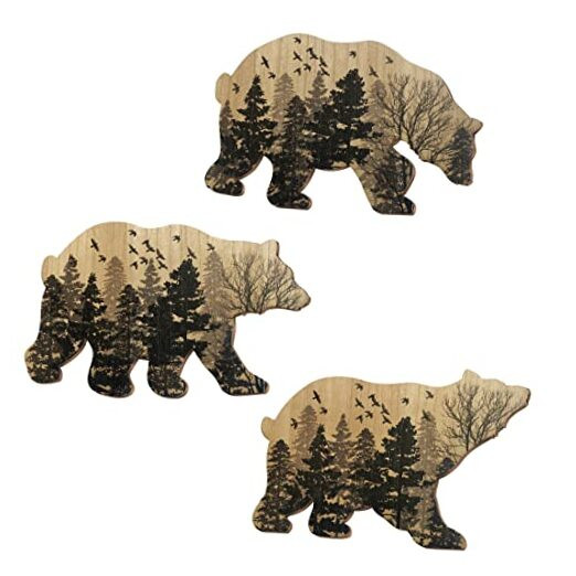 Charming Trio Wooden Wildlife Wall Art Animal Statue Decor
