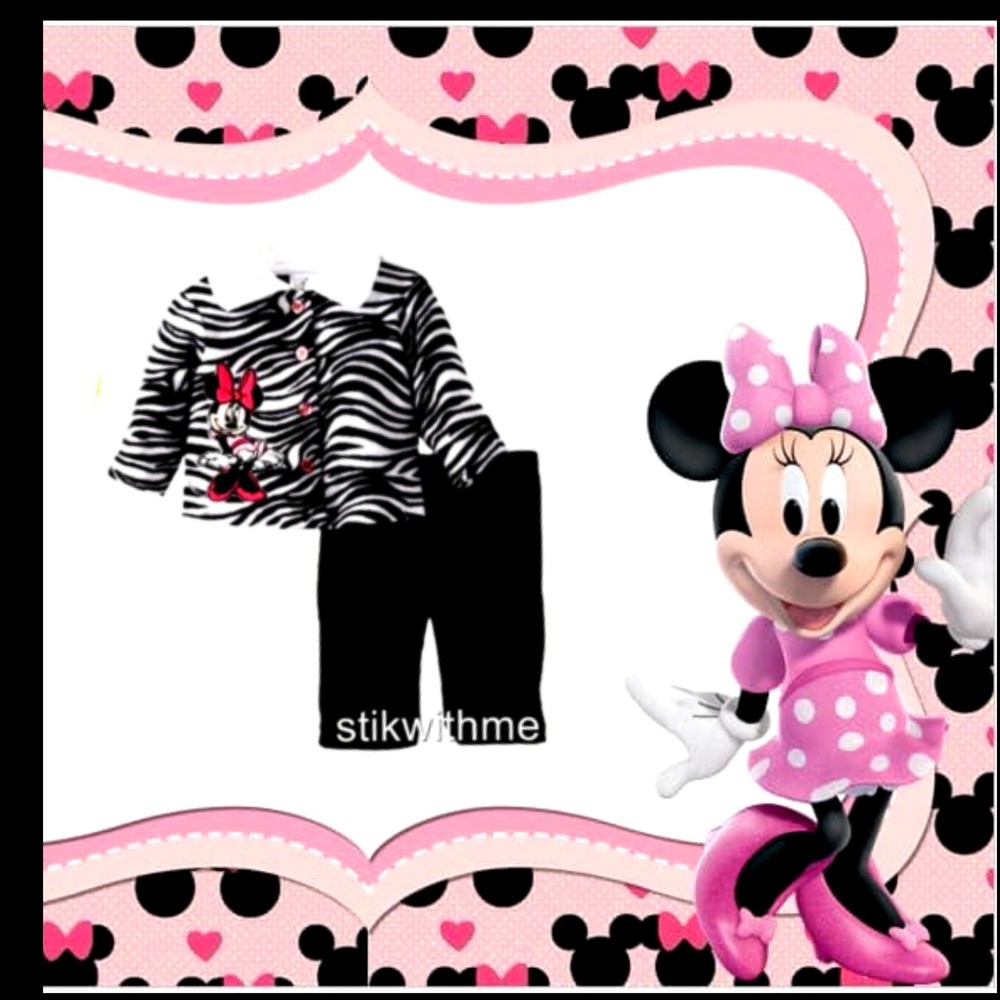 DISNEY MINNIE MOUSE  2-Piece SET Soft Faux Fur Top & Pants 6/9 mos. NEW FREE Sh