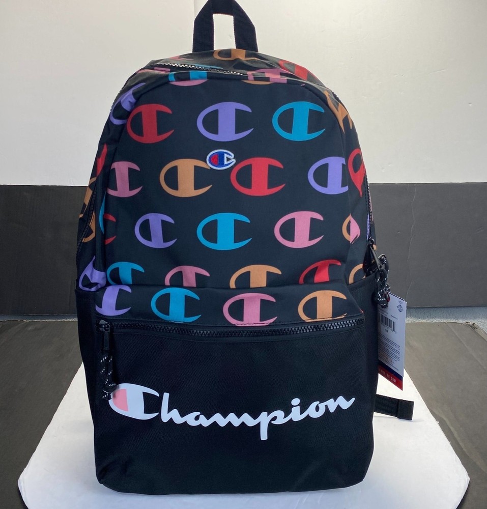 Champion 15” Backpack Black cript Logos,Laptop Sleeve,Padded Straps,Unisex New