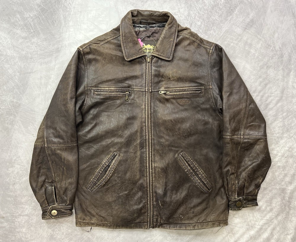 Vintage Camel Cigarette Brown leather jacket Size 48