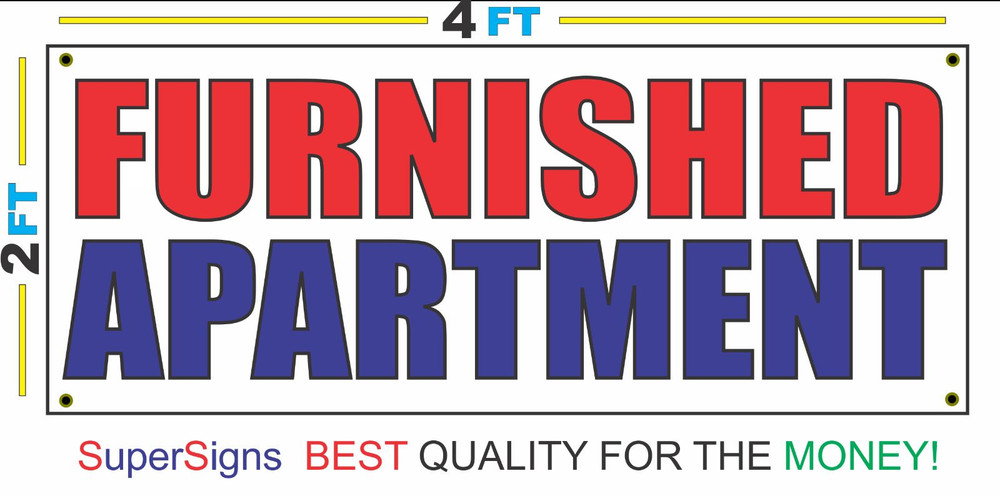 2x4 Red White Blue Discount Furnished Apartment Banner Sign New Affordable Size and Price