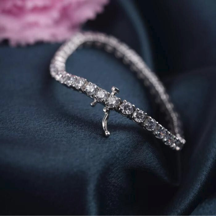 15ct Round Lab Diamond Tennis Bracelet 7in 14k White Gold Plated Sterling Silver