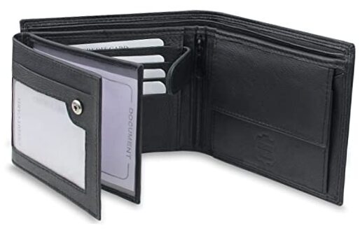 FOMAX Men's Trifold Genuine Leather Wallet, Billfold with RFID Protection,
